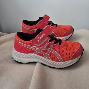 ASICS Kids Bright Coral/Pink Mesh Hook-and-Loop Sneakers